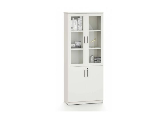 Шкаф Avrora, със стъклени врати, 800 х 400 х 2000 mm, бял