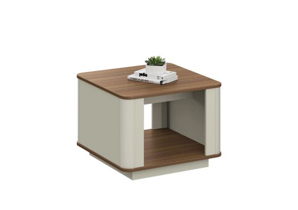 Ниска маса Sahara, 600 х 600 х 450 mm, квадратен плот, ПДЧ 25 mm, дъб и сиво