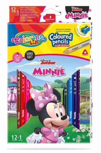 Цветни моливи 12 +1 цвята и острилка Minnie Mouse Disney Colorino