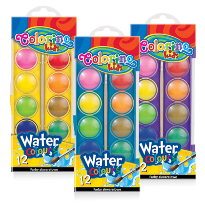 Акварелни бои 12 цвята голяма кутия  Colorino