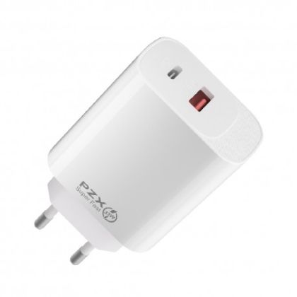 Адаптер/Зарядно 220V  USB PZX P55 PD Charge + USB QC 33W + кабел Type C – Type C