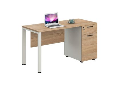 Бюро Avrora, с контейнер, 1200 х 600 х 750 mm, ПДЧ 25 mm, плот бряст, бели метални крака