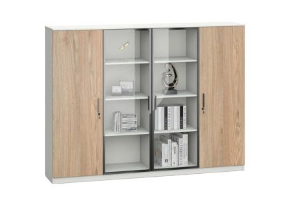 Шкаф Avrora, 2000 х 400 х 1500 mm, ПДЧ, бряст и бяло