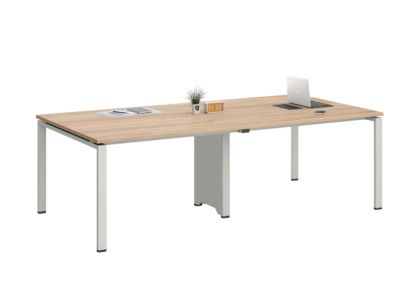 Заседателна маса Avrora, 2400 х 1200 х 750 mm, правоъгълен плот, ПДЧ 25 mm, метална основа, плот бряст, бял метал