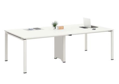 Заседателна маса Avrora, 2400 х 1200 х 750 mm, правоъгълен плот, ПДЧ 25 mm, метална основа, бяла