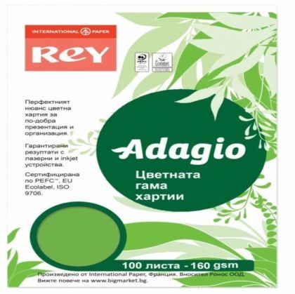 Цветен картон А4  160 гр ADAGIO Deep Green 100 листа
