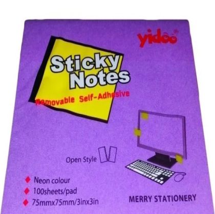Самозалепващи листчета 75/75 STICKY MS 100 листа неон виолетово