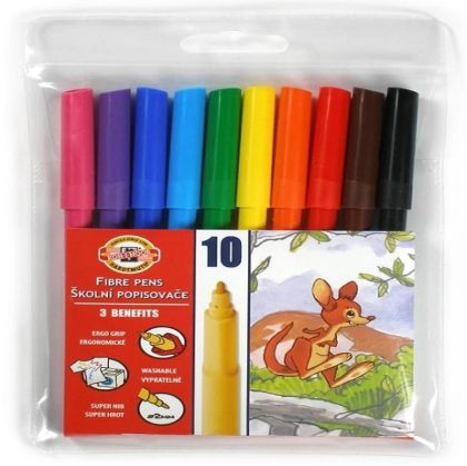 Флумастери 10 цвята  KOH-I-NOOR Zоо