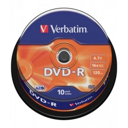 Дискове VERBATIM DVD-R 4.7GB 16x шпиндел 10 бр.