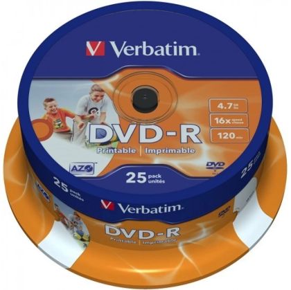 Дискове VERBATIM DVD-R 4.7GB 16x шпиндел 25 бр.