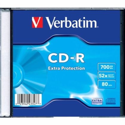 Дискове VERBATIM CD-R 700MB Slim опаковка от 1 бр