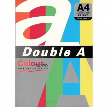 Копирна хартия А4 80 грама  DOUBLE A Rainbow5 5 цвята х 20 броя