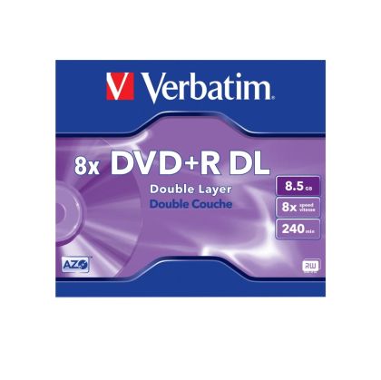 Дискове Verbatim DVD+R Dual Layer  двуслоен  8.5 GB, 8x  AZO покритие