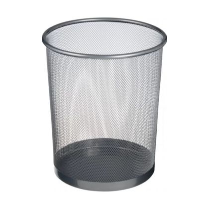 Кош за хартиени отпадъци, метален, мрежест, 12 L, сив/сребрист