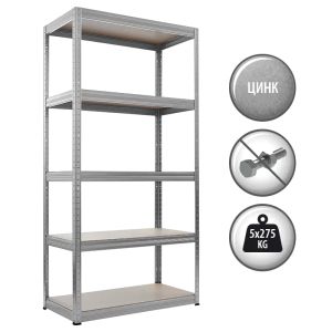 Метален стелаж STAR 180x90x40 см, до 275 кг на рафт - цинк