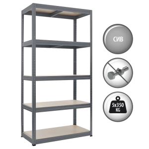 Метален стелаж STAR 180x90x45 см, до 350 кг на рафт - сив