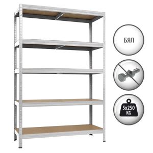 Метален стелаж STAR PLUS 180x120x45 см, до 250 кг на рафт - бял