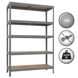 Метален стелаж STAR PLUS 180x120x60 см, до 250 кг на рафт - сив