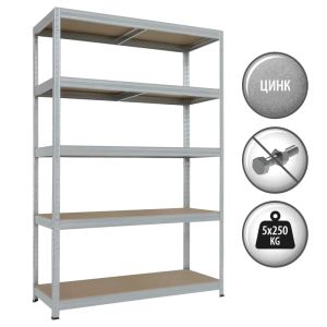 Метален стелаж STAR PLUS 180x120x45 см, до 250 кг на рафт - цинк