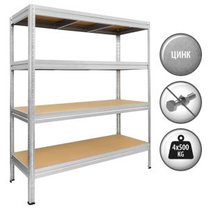 Метален стелаж MEGA 177x200x60 см, до 500 кг на рафт - цинк