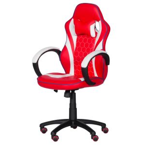 Геймърски стол с футболни мотиви Trendy 6300 - червено-бял