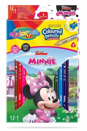 Цветни моливи 12 +1 цвята и острилка Minnie Mouse Disney Colorino