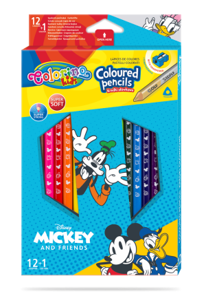 Цветни моливи 12 +1 цвята и острилка Disney Mickey Mouse   Friends Colorino