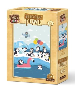 Дървен детски пъзел 25 части Art-Puzzle Сладки пингвини
