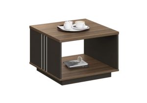 Ниска маса Corona, 600 х 600 х 420 mm, квадратен плот, ПДЧ 25 mm, дъб Рейн и тъмносиво