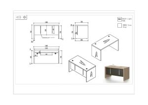 Бюро Toscana, 1400 х 700 х 750 mm, ПДЧ 40 mm, светъл дъб и сиво