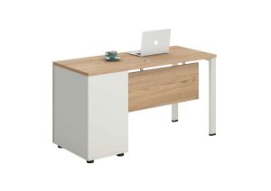 Бюро Avrora, с контейнер, 1200 х 600 х 750 mm, ПДЧ 25 mm, плот бряст, бели метални крака