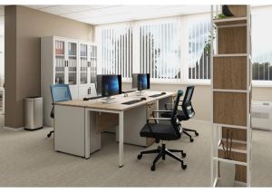 Бюро Avrora, с контейнер, 1200 х 600 х 750 mm, ПДЧ 25 mm, плот бряст, бели метални крака