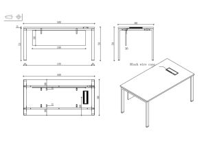 Бюро Avrora, 1600 х 800 х 750 mm, ПДЧ 25 mm, плот бряст, бели метални крака