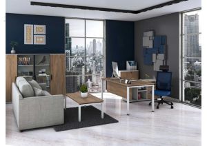 Бюро Avrora, 1600 х 800 х 750 mm, ПДЧ 25 mm, плот бряст, бели метални крака