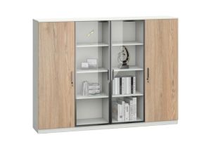 Шкаф Avrora, 2000 х 400 х 1500 mm, ПДЧ, бряст и бяло