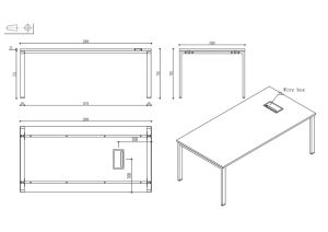 Заседателна маса Avrora, 2000 х 1000 х 750 mm, правоъгълен плот, ПДЧ 25 mm, метална основа, бяла