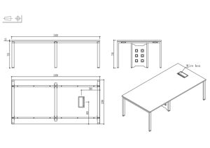 Заседателна маса Avrora, 2400 х 1200 х 750 mm, правоъгълен плот, ПДЧ 25 mm, метална основа, бяла