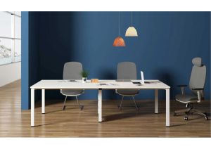 Заседателна маса Avrora, 2400 х 1200 х 750 mm, правоъгълен плот, ПДЧ 25 mm, метална основа, бяла