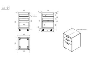 Контейнер за бюро Avrora, 400 х 420 х 620 mm, ПДЧ 16 mm, бял