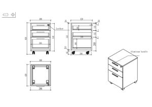 Контейнер за бюро Avrora, 400 х 420 х 620 mm, ПДЧ 16 mm, бряст и бяло