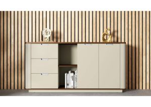 Шкаф Sahara, 1800 х 400 х 900 mm, ПДЧ, дъб и сиво