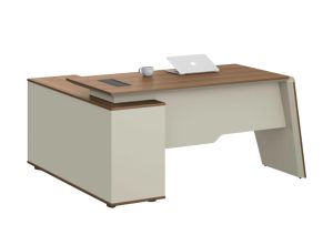 Бюро Sahara, с шкаф, 1600 х 1400 х 760 mm, ПДЧ 40 mm, дъб и сиво
