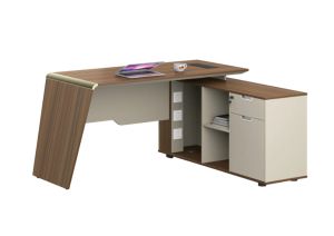 Бюро Sahara, с шкаф, 1600 х 1400 х 760 mm, ПДЧ 40 mm, дъб и сиво