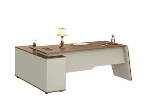 Бюро Sahara, с шкаф, 2000 х 1500 х 760 mm, ПДЧ 40 mm, дъб и сиво