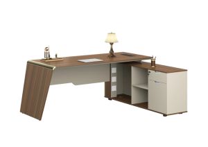 Бюро Sahara, с шкаф, 2000 х 1500 х 760 mm, ПДЧ 40 mm, дъб и сиво