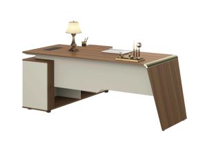 Бюро Sahara, с шкаф, 2000 х 1500 х 760 mm, ПДЧ 40 mm, дъб и сиво