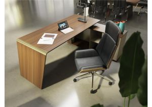 Бюро Sahara, с шкаф, 2000 х 1500 х 760 mm, ПДЧ 40 mm, дъб и сиво