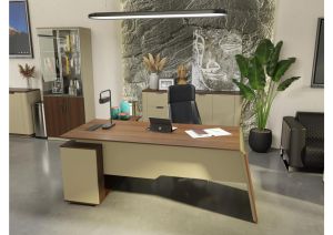 Бюро Sahara, с шкаф, 2000 х 1500 х 760 mm, ПДЧ 40 mm, дъб и сиво