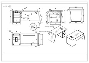 Бюро Sahara, с контейнер, 1800 х 800 х 760 mm, ПДЧ 40 mm, дъб и сиво