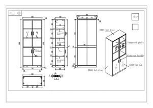 Шкаф Marbella, със стъклени врати, 800 х 400 х 2000 mm, дъб и сиво